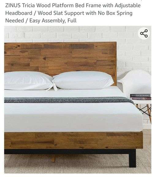 ZINUS Tricia Wood Platform Bed Frame with Adjustable Headboard / Wood
