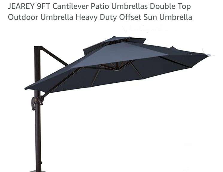 JEAREY 9FT Cantilever Patio Umbrellas Double Top Outdoor Umbrella Heavy
