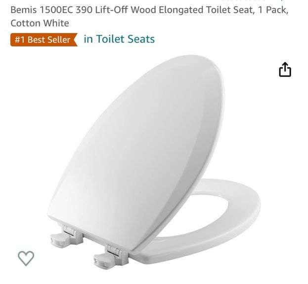 Bemis 1500EC 390 LiftOff Wood Elongated Toilet Seat, Kohler K47750