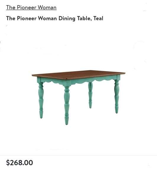 The Pioneer Woman Dining Table, Teal Lexington Online Auction