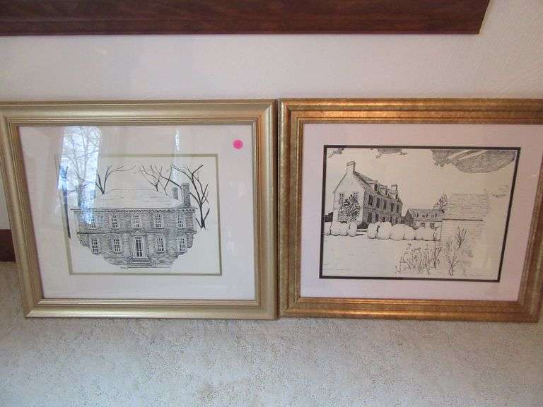 2 Framed House Prints Land of Goshen Auction House