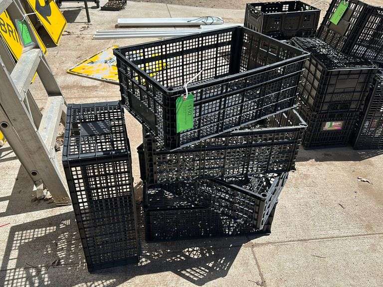 (5) Large Black Storage Crates Lee Real Estate & Auction Service
