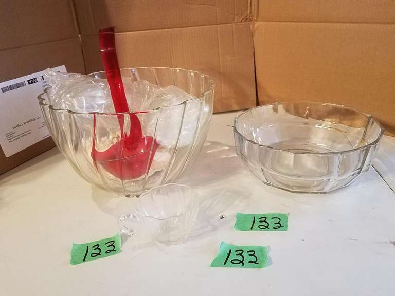 Punch Bowl, Dipper, 10 Cups and a bowl Adam Marshall Land & Auction, LLC