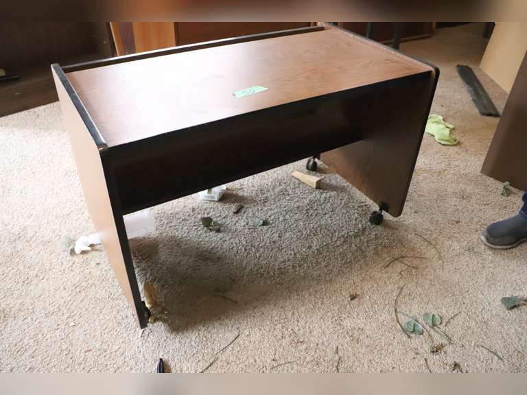 Wood Desk on Rollers 42x24x27 Adam Marshall Land & Auction, LLC
