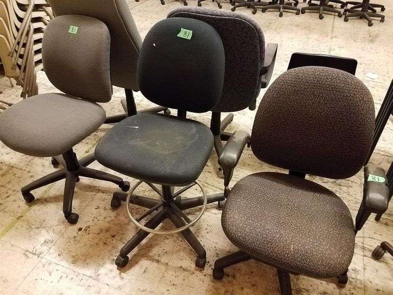 (7) Rolling office chairs, various colors Adam Marshall Land