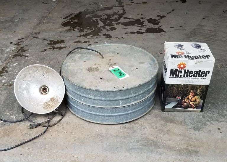 Heat lamp, incubator & Mr. Heater heater Adam Marshall Land & Auction
