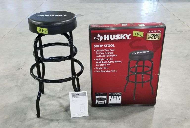 (2) Husky 29" Shop Stools New (One Assembled/One In Box) Adam