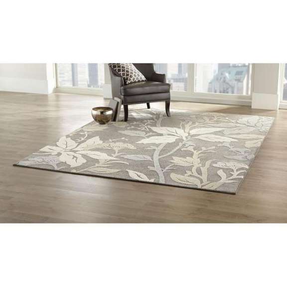 Blooming Flowers Gray 5 ft. x 7 ft. Area Rug Matthews Auctioneers
