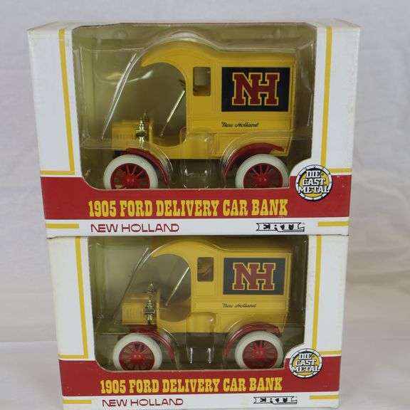 2 ERTL New Holland Diecast Metal Banks Matthews Auctioneers