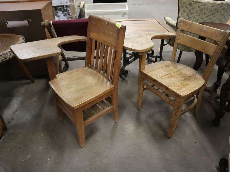 2 School Desk Chairs Matthews Auctioneers