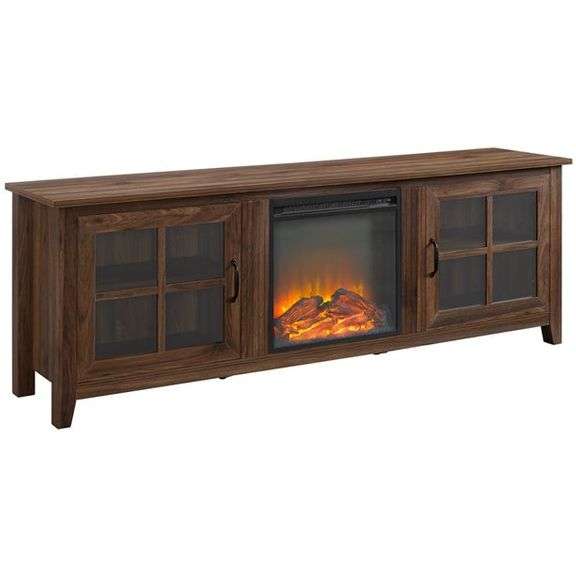 70" Glass Door Fireplace TV Console Matthews Auctioneers