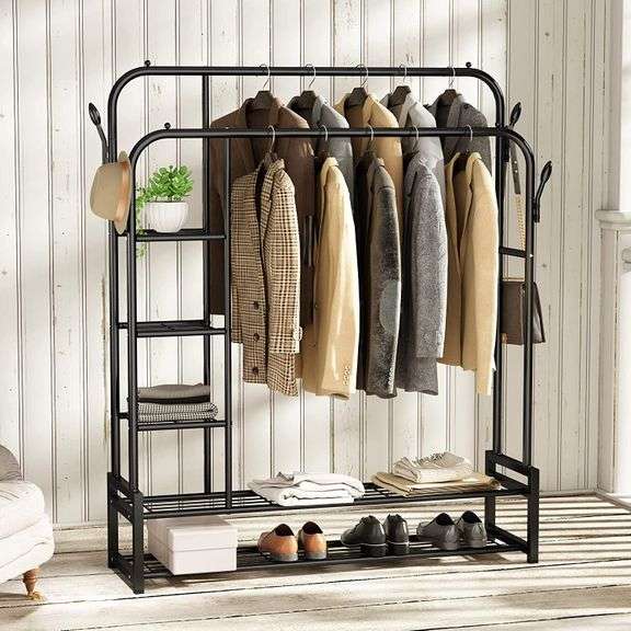 Joiscope Double Rods Portable Garment Rack Matthews Auctioneers