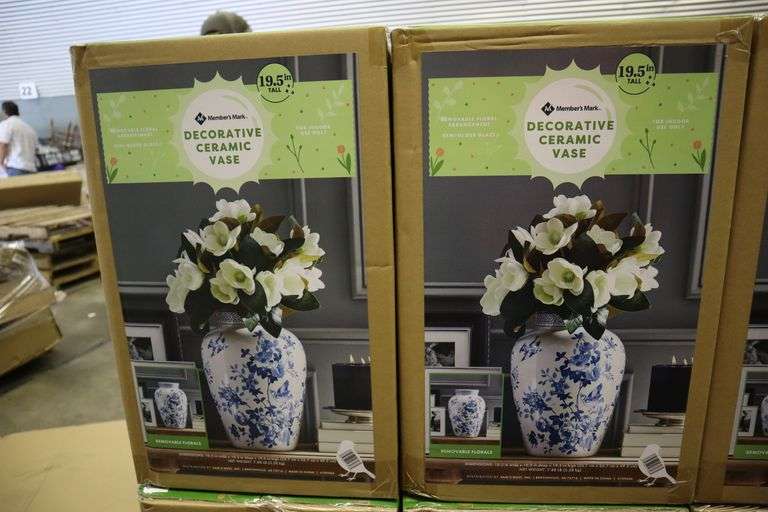 (2) Member's Mark 19.5" Tall Decorative Ceramic Vase Matthews Auctioneers