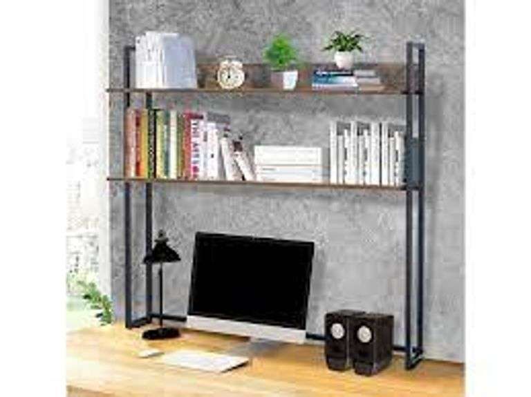 2 Tier Metal and wooden desktop shelves Matthews Auctioneers