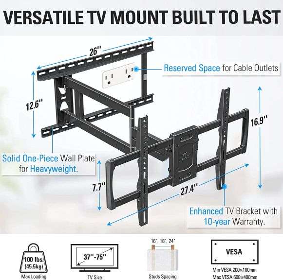 Mounting Dream Long Arm TV Wall Mount for 37"75" Matthews Auctioneers
