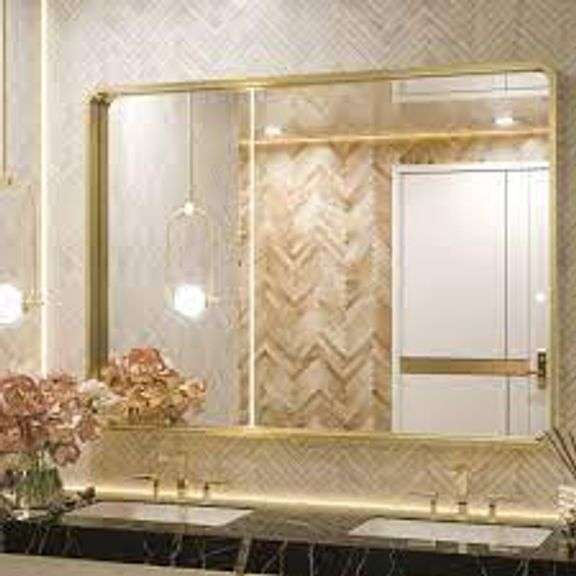 40"x30" Gold Bathroom Mirror Matthews Auctioneers