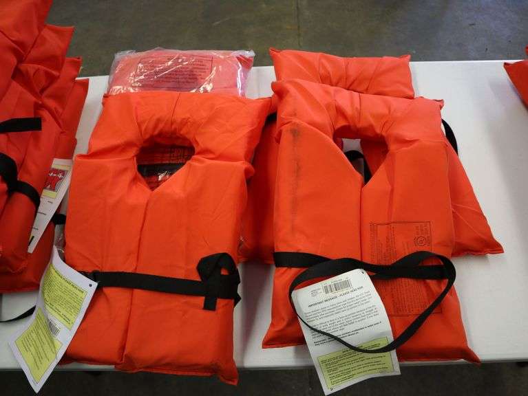 (4) Type II Orange Life Jacket Vest Adult Universal Matthews Auctioneers