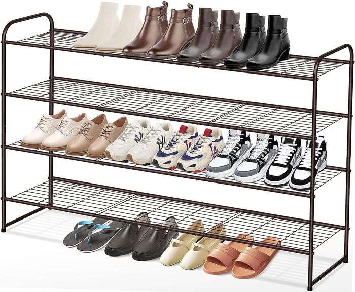 KEETDY 4Tier Long Shoe Rack for Closet Floor Wide Shoe Organizer