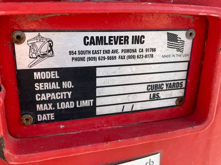 Camlever 2 cubic yard Concrete Bucket Musser Bros Inc