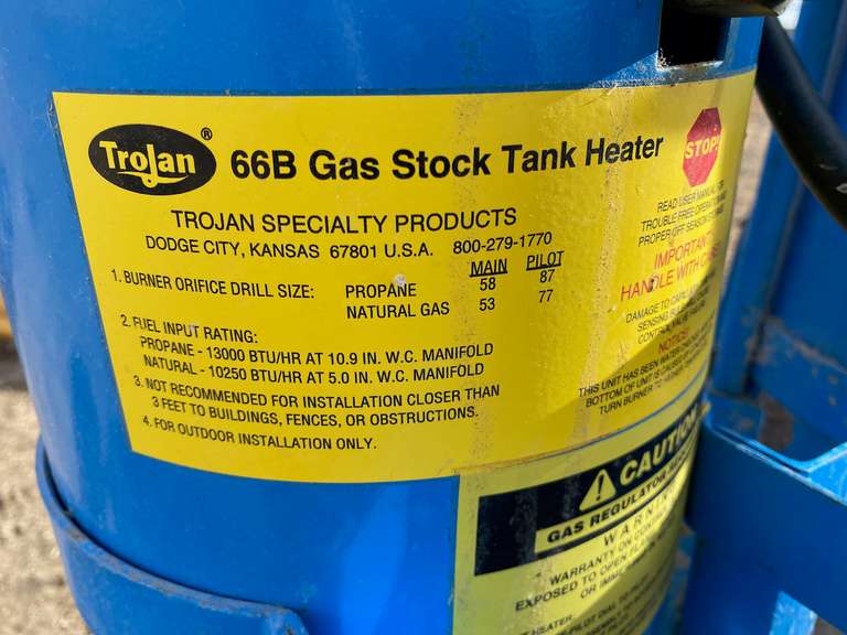 (3) Trojan 66B Gas Stock Tank Heater Musser Bros Inc