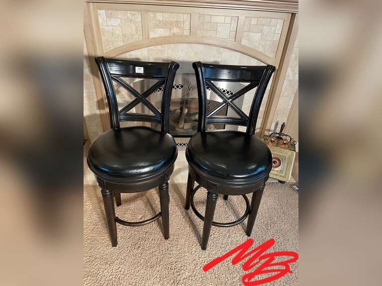 (2) Black Swivel Bar Stools, Seats 26" Tall Musser Bros. Inc.
