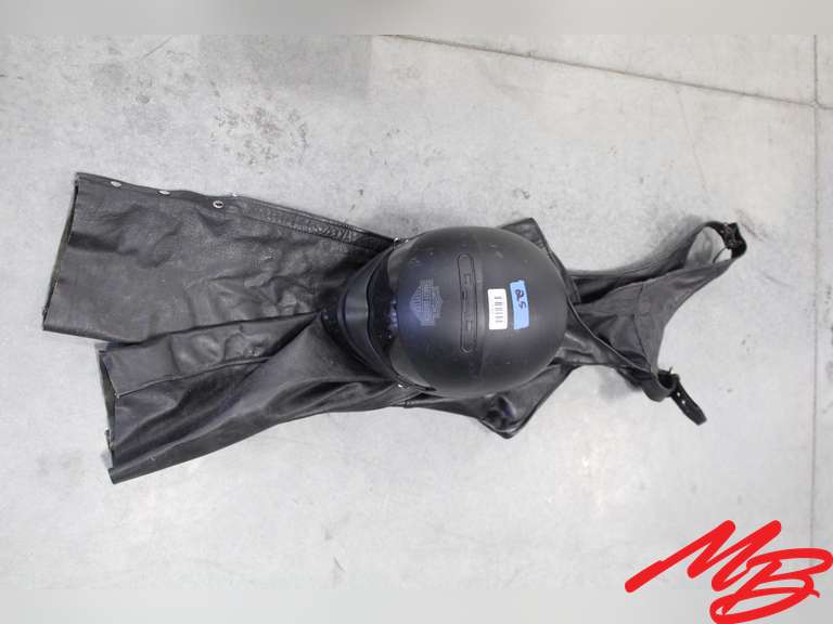 Harley Davidson helmet M; Xelement leather chaps 36" Musser Bros. Inc.