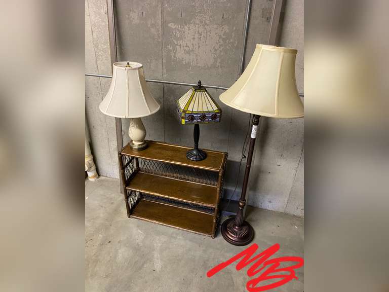 Floor Lamp, (2) Lamps, and a Shelf Musser Bros Inc