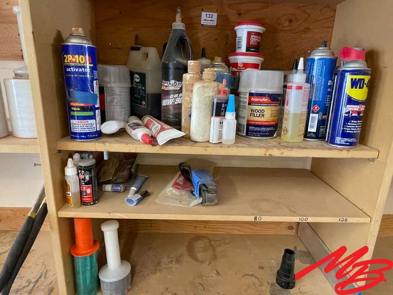 All Contents of Shelves Wood Filler, Glue, Oil, Etc Musser Bros Inc