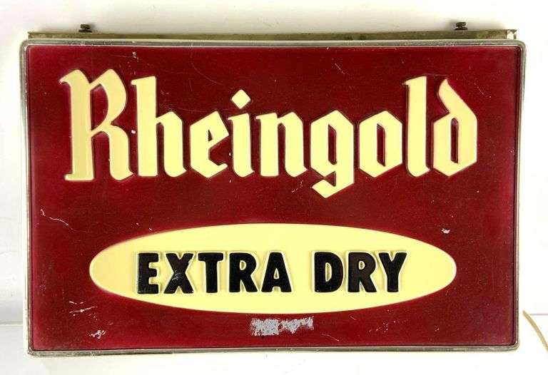 Vintage Rheingold Extra Dry Light Up Advertising Motion Beer Sign Matthew Bullock Auctioneers