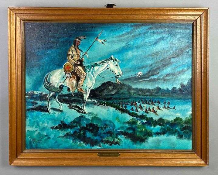 1974 Dorothy Pate Night Vigil Oil Painting on Canvas Matthew Bullock Auctioneers