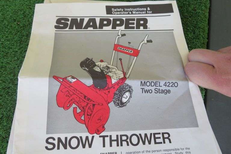 SNAPPER SNOW BLOWER McPherson Auction & Realty