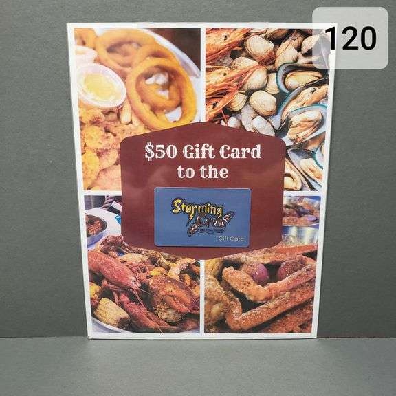 50 gift card to Storming Crab Restaurant. Donated by Storming Crab