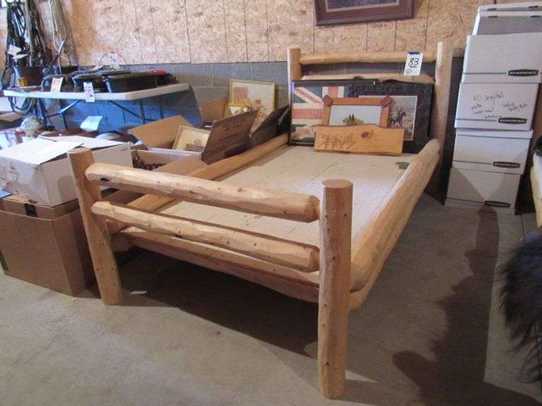 Pine Log Twin Size Bed Frame McPherson Auction & Realty