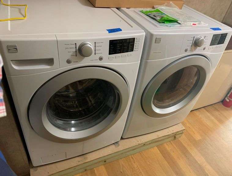 KENMORE FRONT LOAD WASHER AND DRYER SET ELECTRIC DRYER BOTH ARE IN
