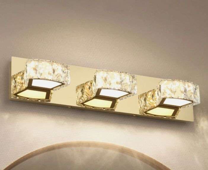 JUSHENG Crystal Vanity Light Dimmable 3Lights Bathroom Lighting