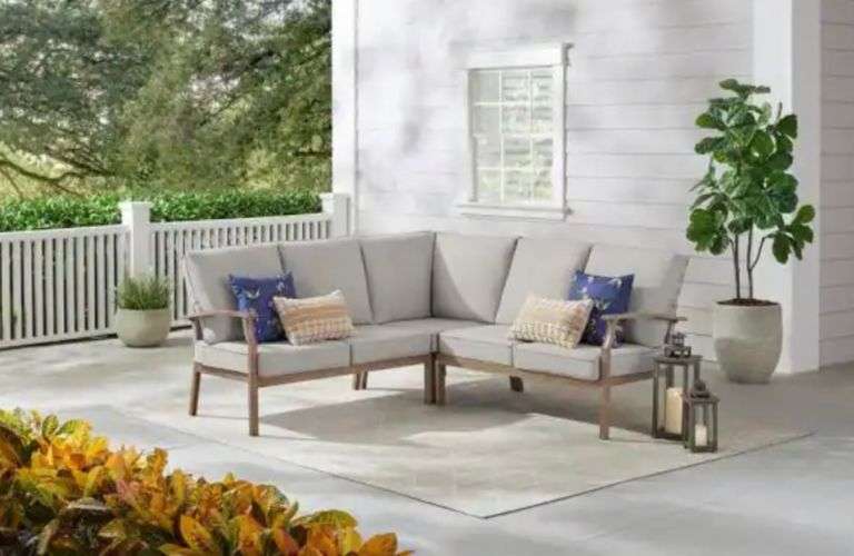 Beachside Rope Look Wicker Outdoor Patio Sectional Sofa Seating Set