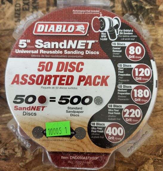 Diablo 5" universal sanding disc's 50 assorted pack Metzger