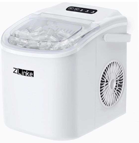 Zlinke Countertop Ice Maker, 9 Cubes Ready in 6 Mins, 26lbs in 24Hrs
