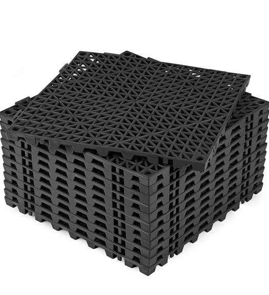 Modular Interlocking Cushion 10 Pcs 11.8" x 11.8" Interlocking Rubber Floor Drain Holes NonSlip