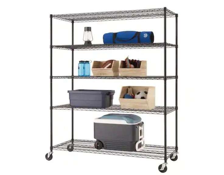TRINITY EcoStorage Black 5Tier Rolling Steel Wire Shelving Unit (60 in