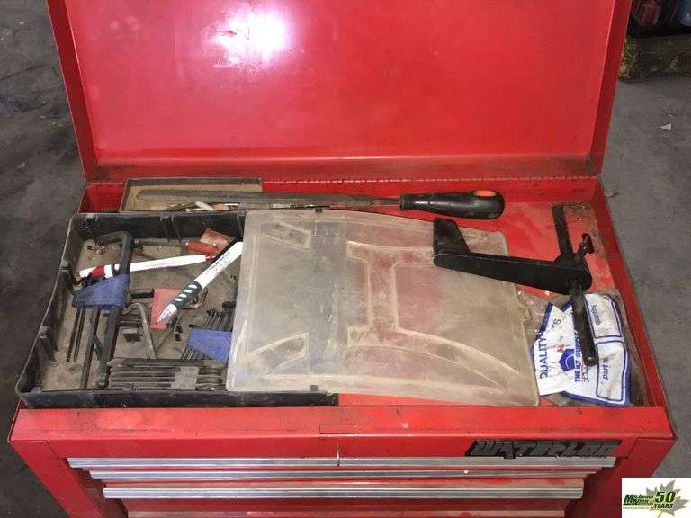 5 drawer tool chest on wheel full of misc tools Michener Allen Auctioneering Ltd