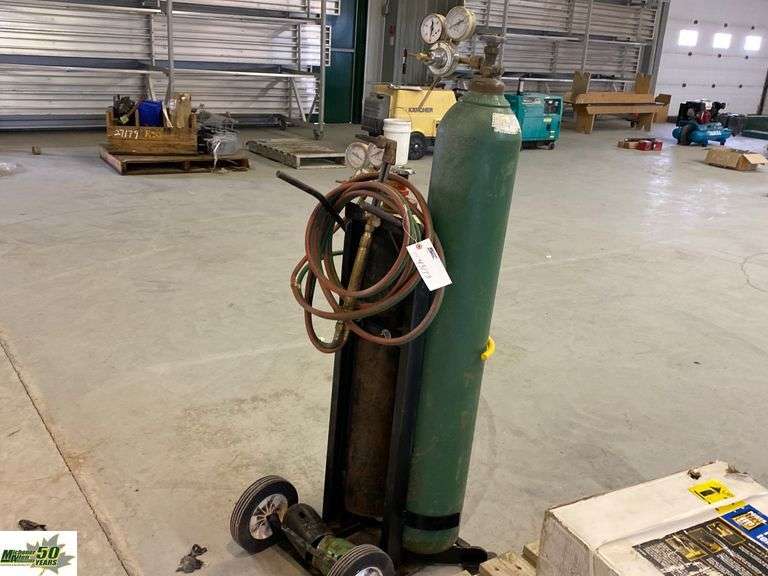 2 Welding Tanks with Cart and Hose Michener Allen Auctioneering Ltd