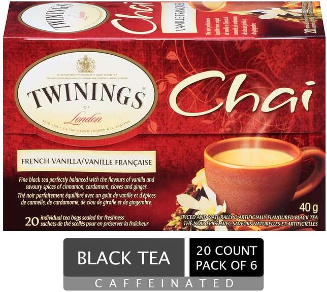 Twinings of London Chai French Vanilla Tea Bags, 20 Count (Pack of 6