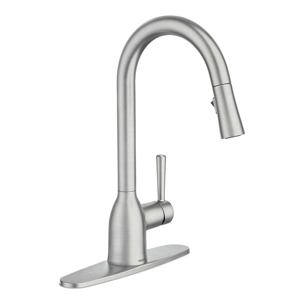 Moen 87233SRS Adler OneHandle High Arc Pulldown Kitchen Faucet with Power Clean, Spot Resist
