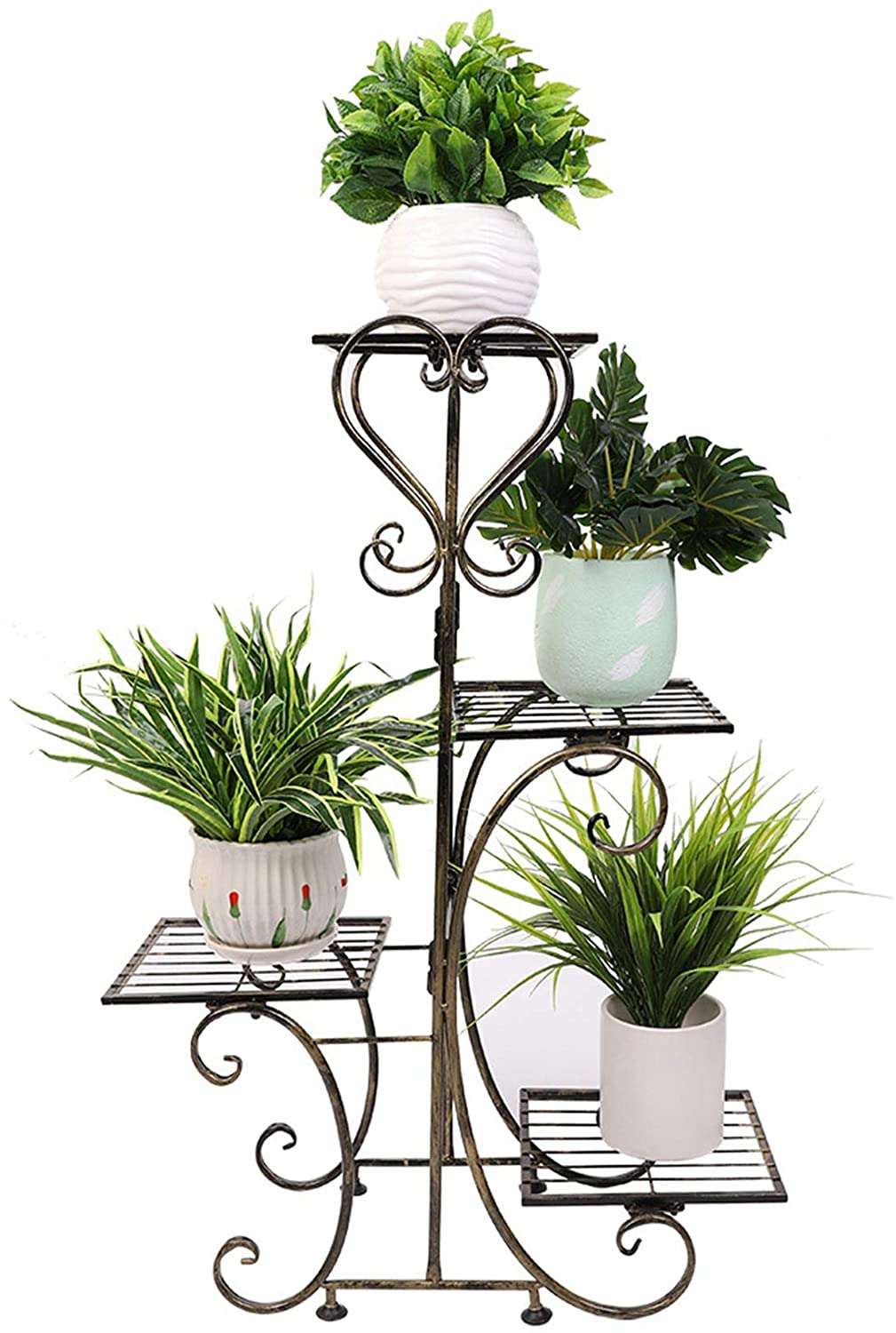 Iron Flower Plant Stand Outdoor 4 Tier Metal Planters Rack Indoor