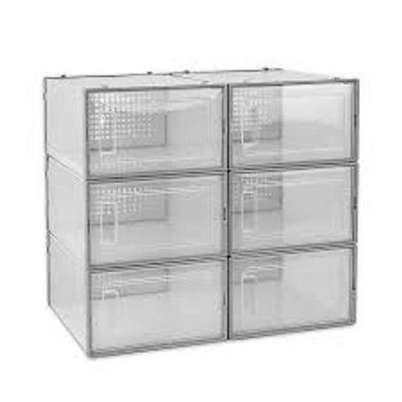 Salt Swing Front Shoe Storage Bins (Set of 6) (Each Bin 9.2in W x 13