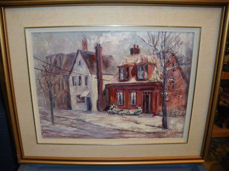 M. Parke Framed Signed Original Oil On Board " Old Halifax Corner
