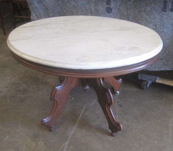 Oval marble top Victorian coffee table Mark Van Hook, Auctioneer
