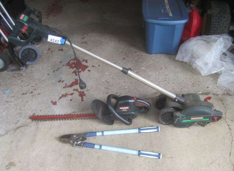 Craftsman electric edger, electric hedge trimmer, manual trimmer Mark