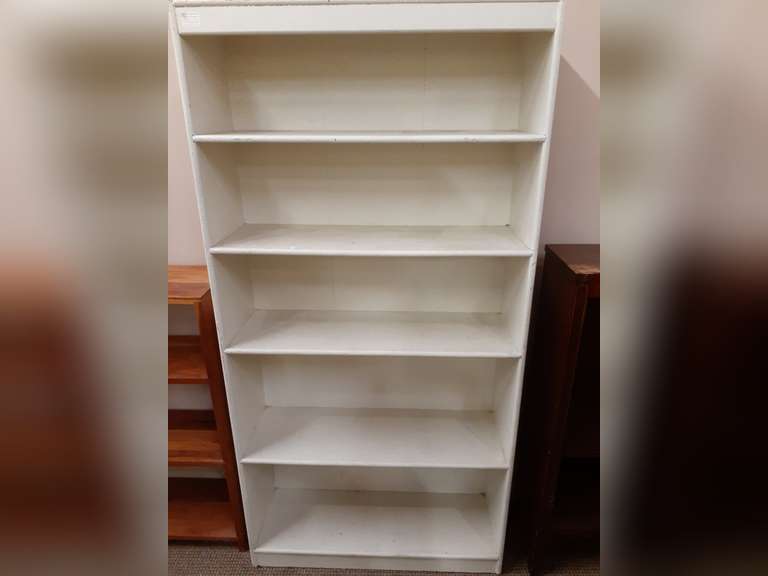5 Shelf White Painted Bookcase 64" Tall, 32" Wide, 10" Deep